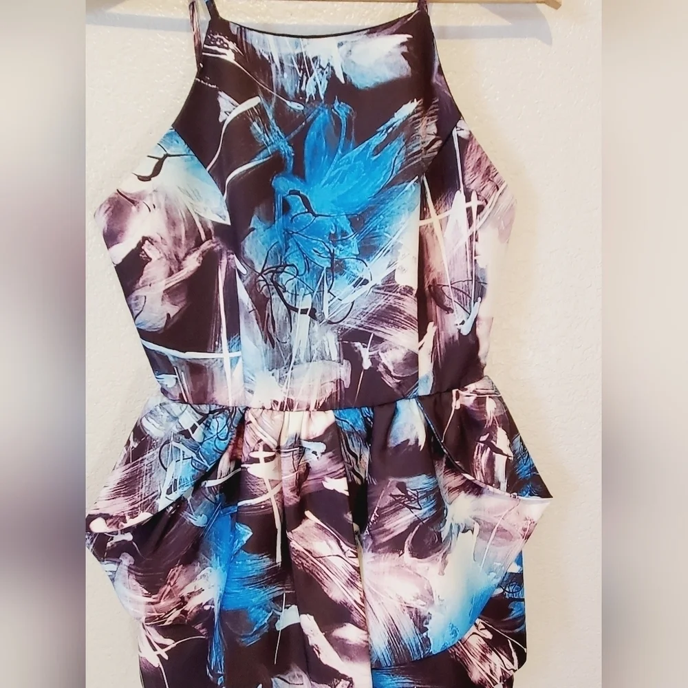 💚5/$25 ASOS OSMOSE Black Abstact Print Skort Dressy Romper Playsuit Size Small